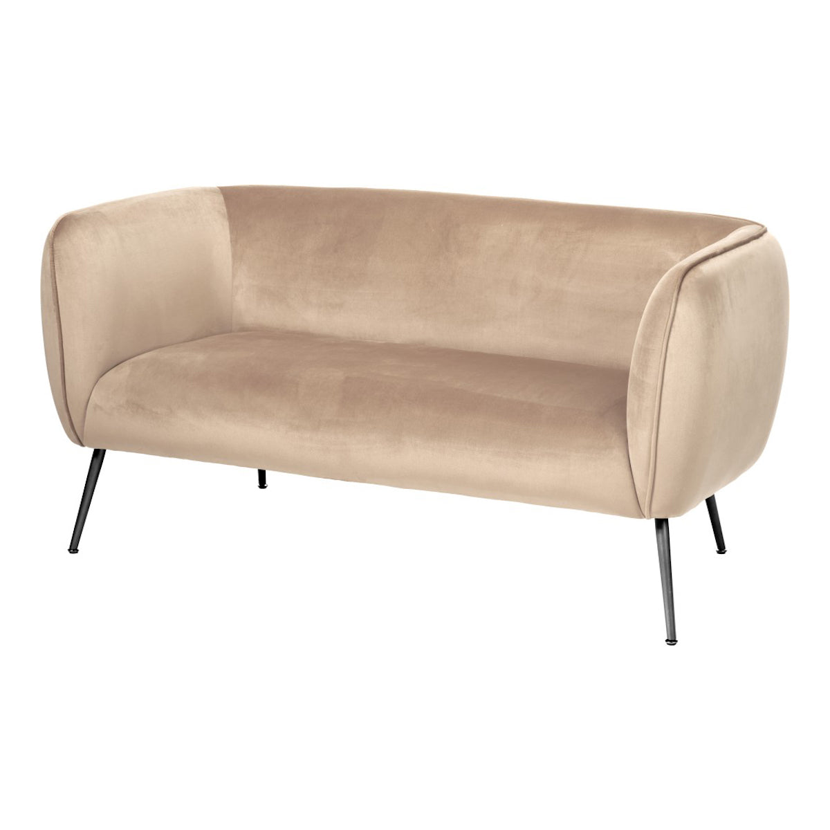 Beau&Co Soren Biscuit Velvet and Metal Sofa