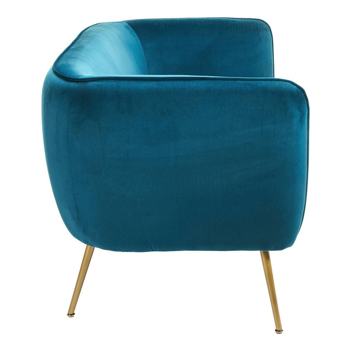 Beau&Co Soren Sapphire Blue Velvet and Metal Sofa