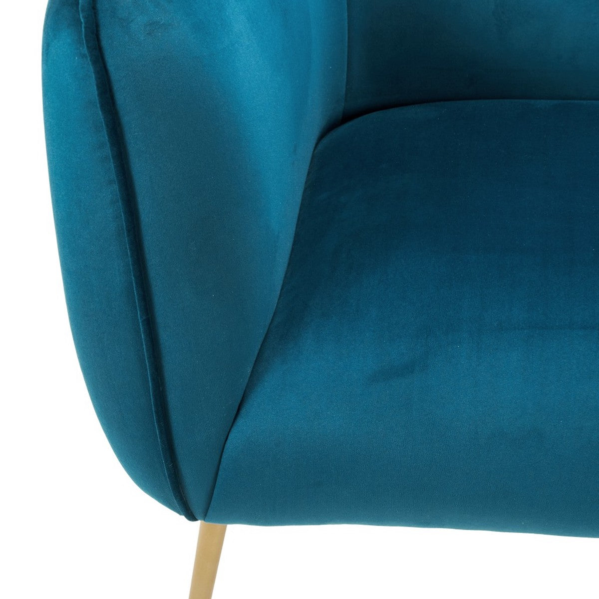 Beau&Co Soren Sapphire Blue Velvet and Metal Sofa