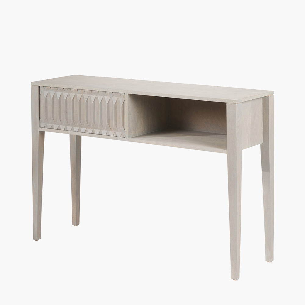 Beau&Co Stig Light Grey Mango Wood 1 Drawer Console Table