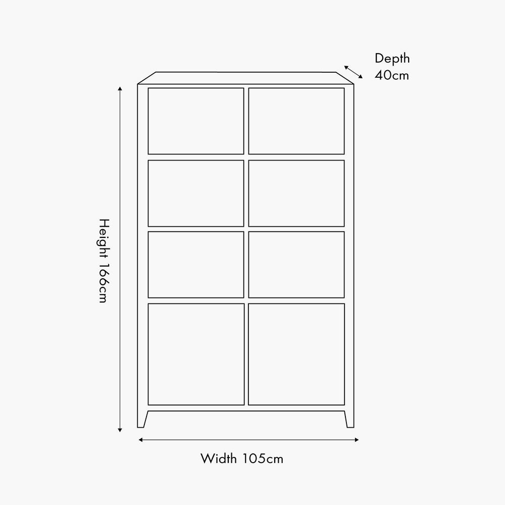 Beau&Co Stig Light Grey Mango Wood 2 Door 6 Nook Shelf Unit