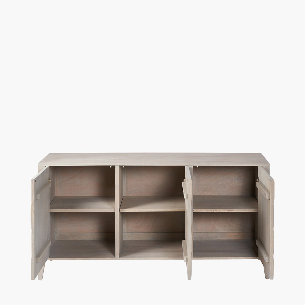 Beau&Co Stig Light Grey Mango Wood 3 Door Sideboard