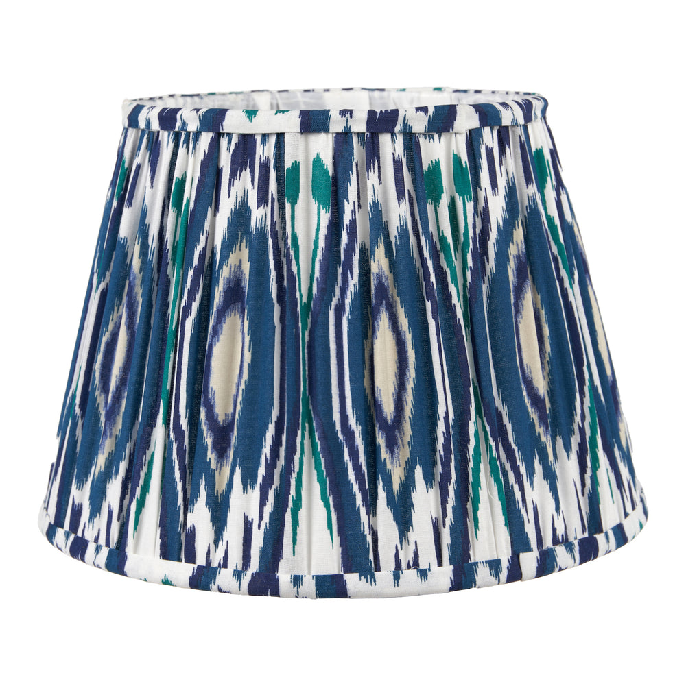 Beau&Co Sunniva Blue Ikat Patterned Mushroom Pleat Tapered Lampshade
