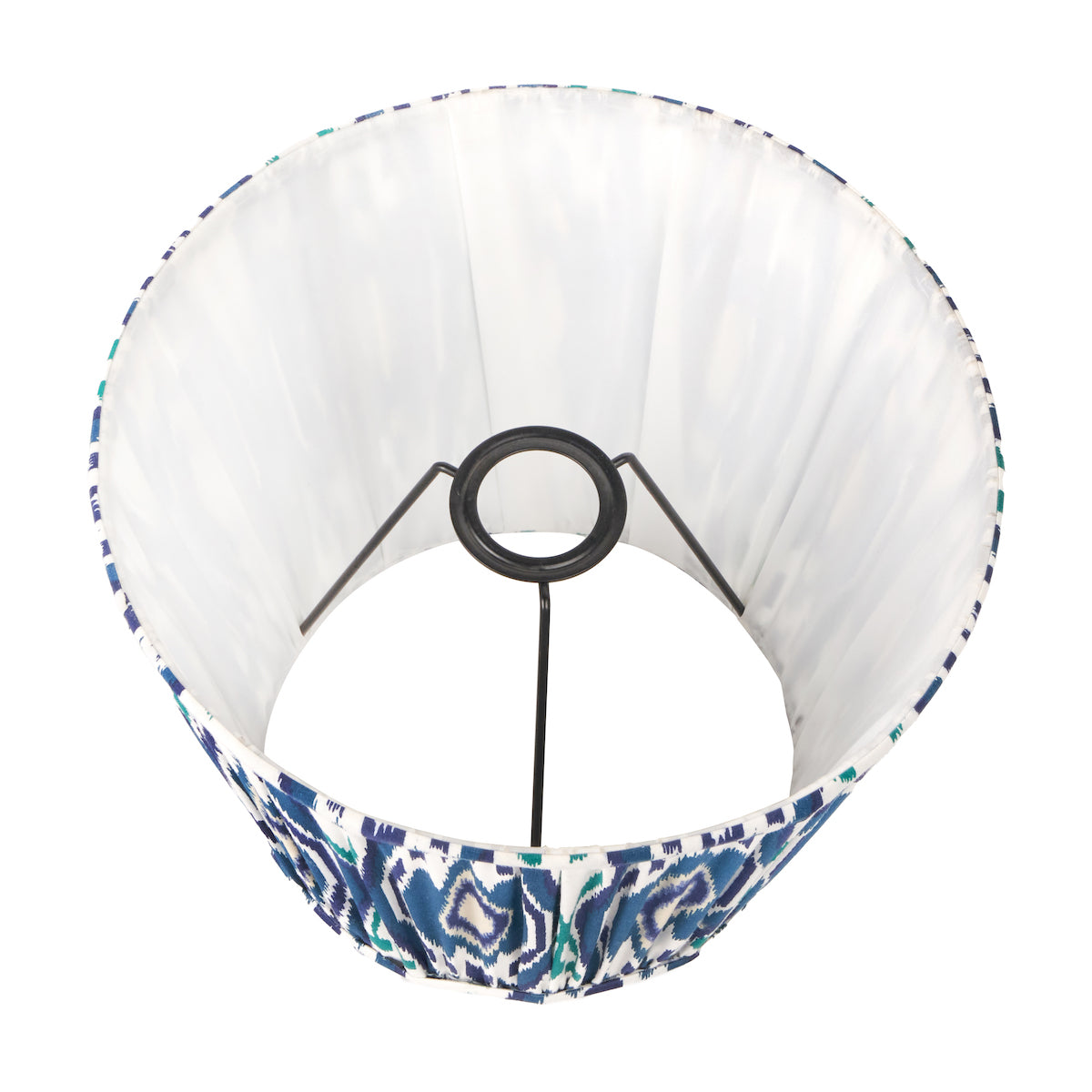 Beau&Co Sunniva Blue Ikat Patterned Mushroom Pleat Tapered Lampshade