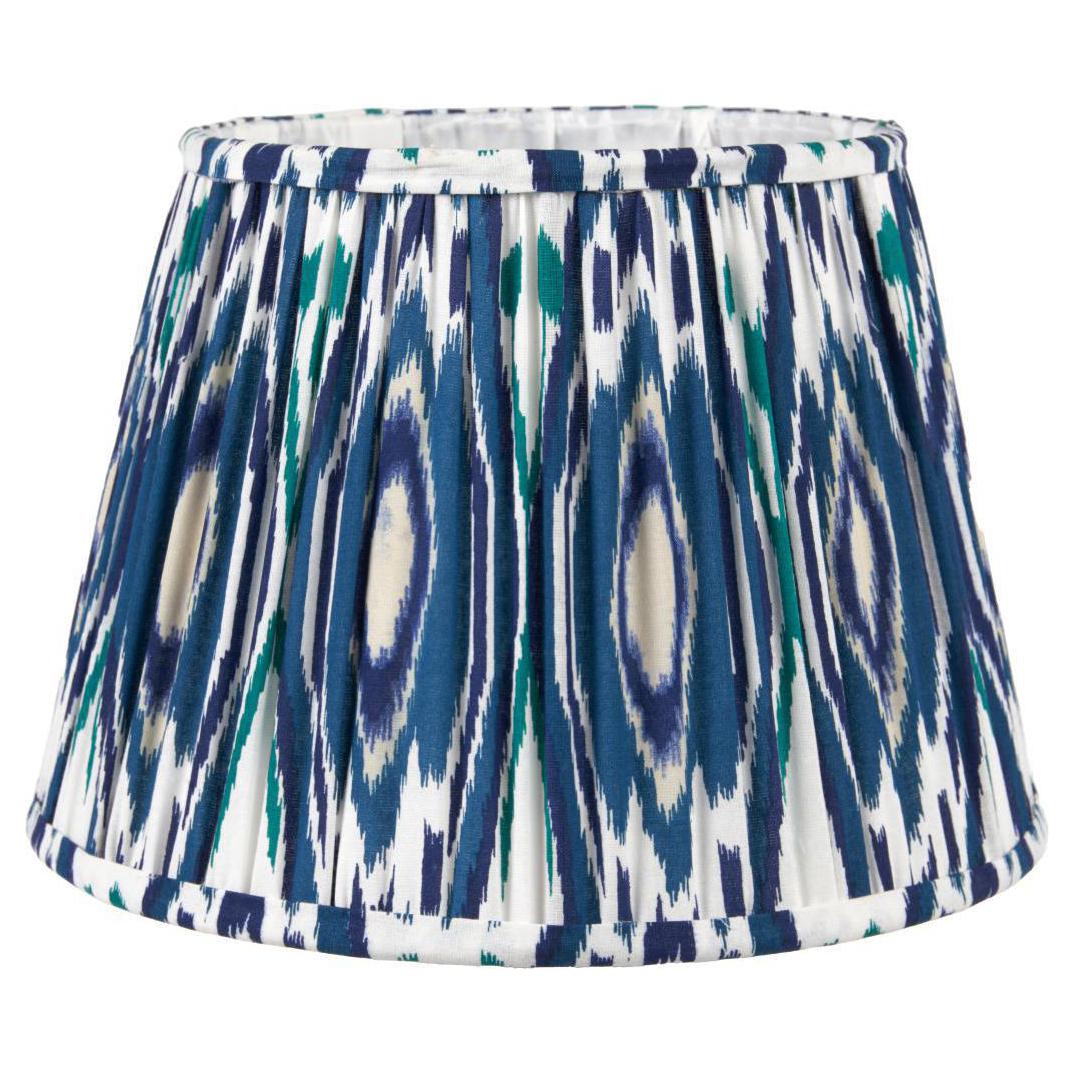 Beau&Co Sunniva Blue Ikat Patterned Mushroom Pleat Tapered Lampshade