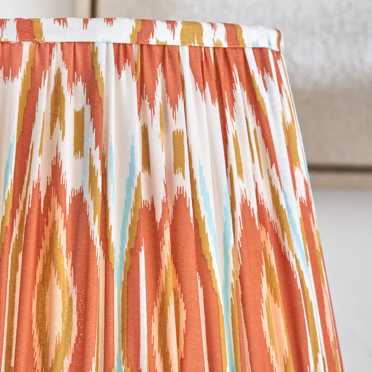 Beau&Co Sunniva Cinnamon Ikat Patterned Mushroom Pleat Tapered Lampshade