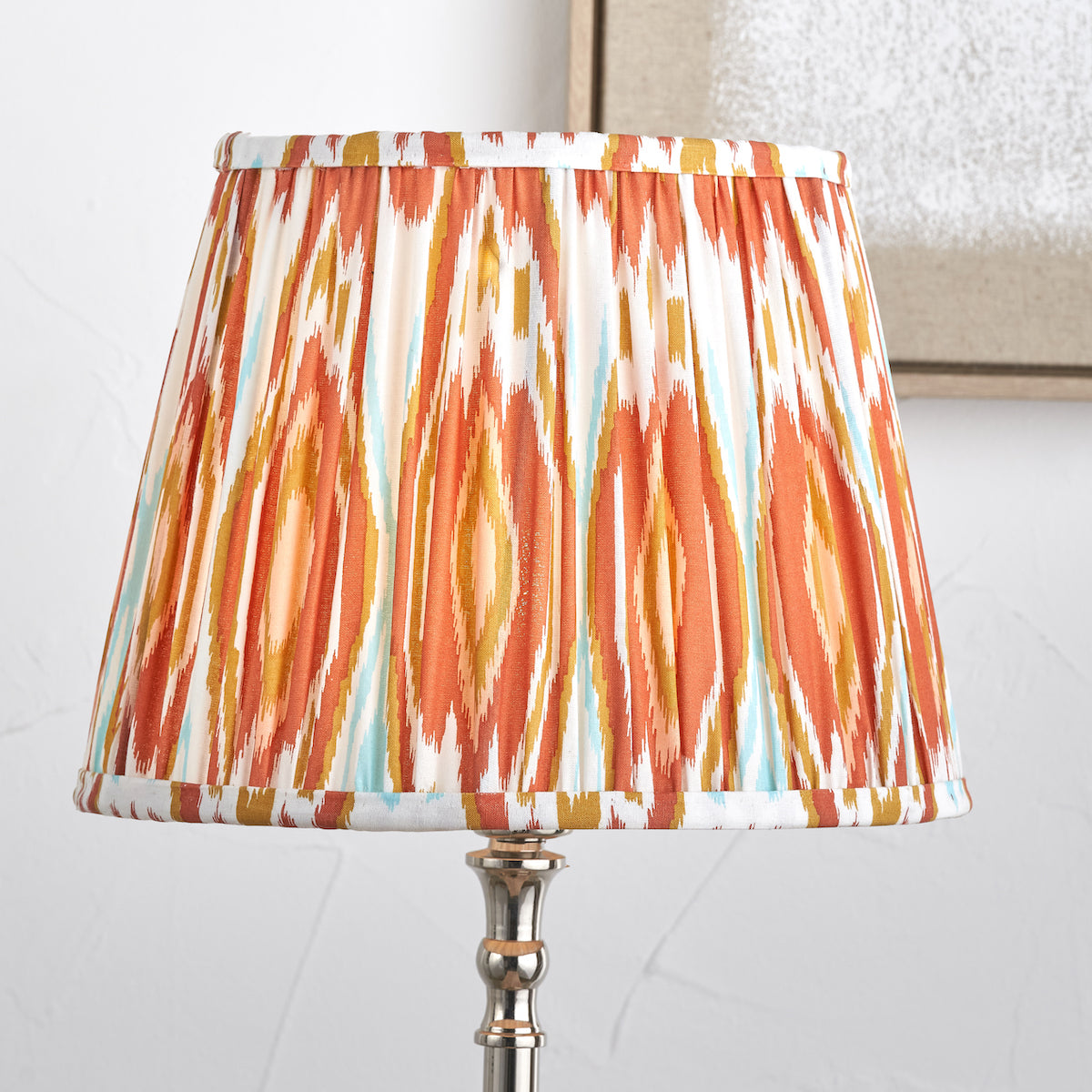 Beau&Co Sunniva Cinnamon Ikat Patterned Mushroom Pleat Tapered Lampshade