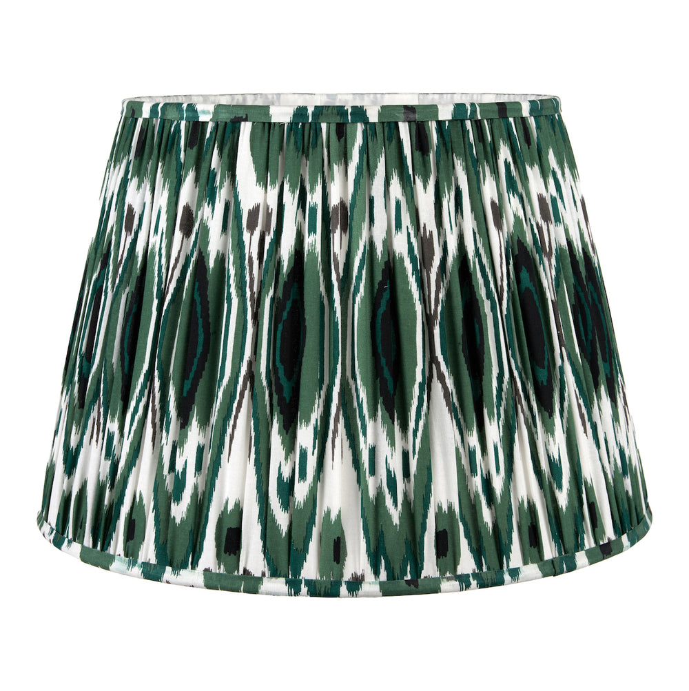Beau&Co Sunniva Racing Green Ikat Patterned Mushroom Pleat Tapered Lampshade