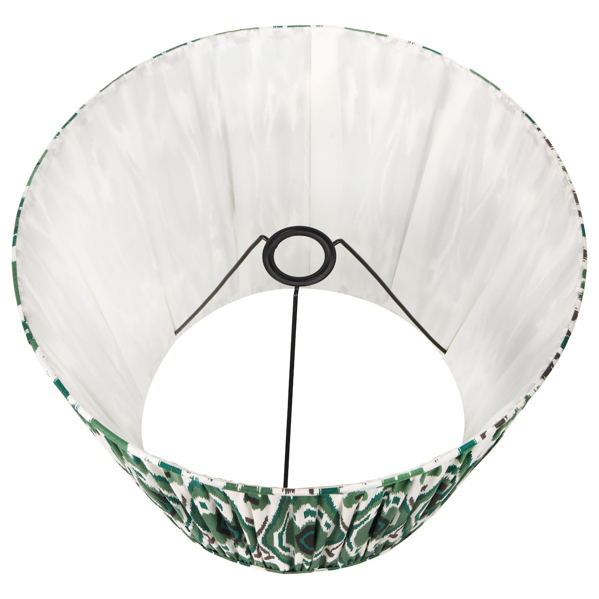 Beau&Co Sunniva Racing Green Ikat Patterned Mushroom Pleat Tapered Lampshade
