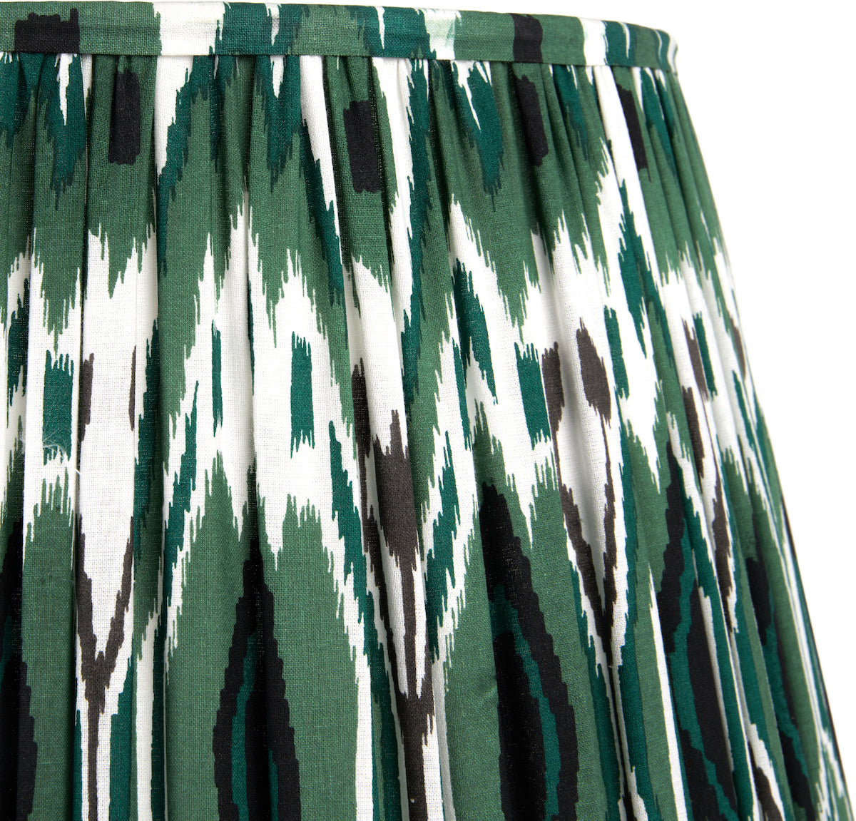 Beau&Co Sunniva Racing Green Ikat Patterned Mushroom Pleat Tapered Lampshade