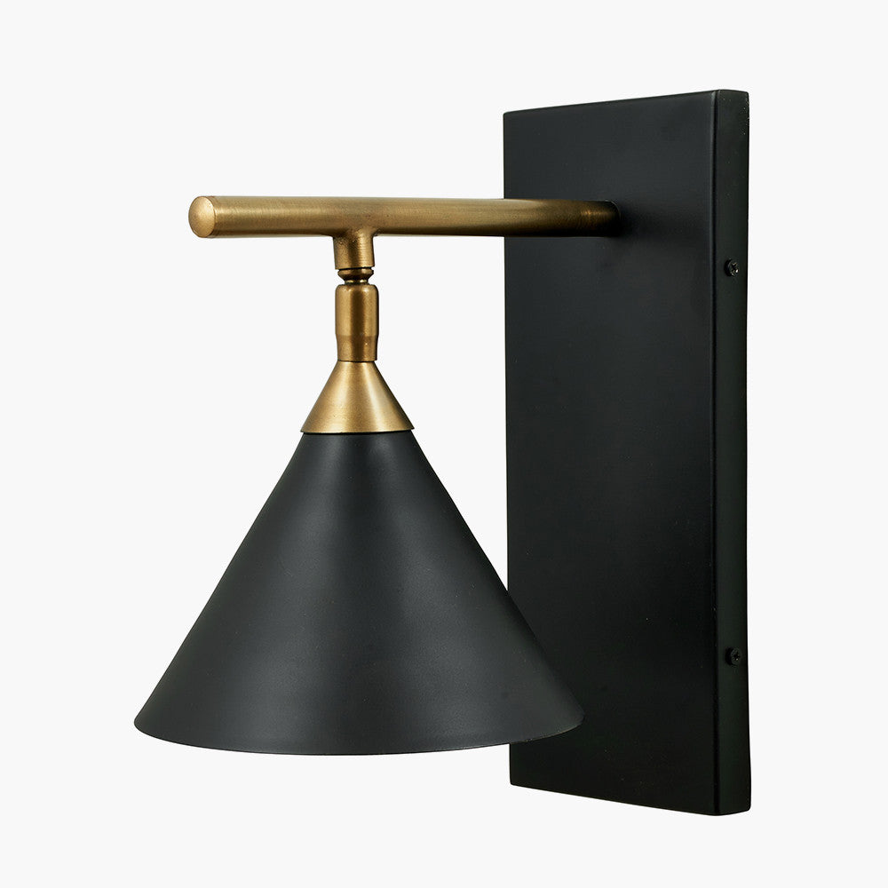 Beau&Co Tjalfe Matt Black and Antique Brass Wall Light