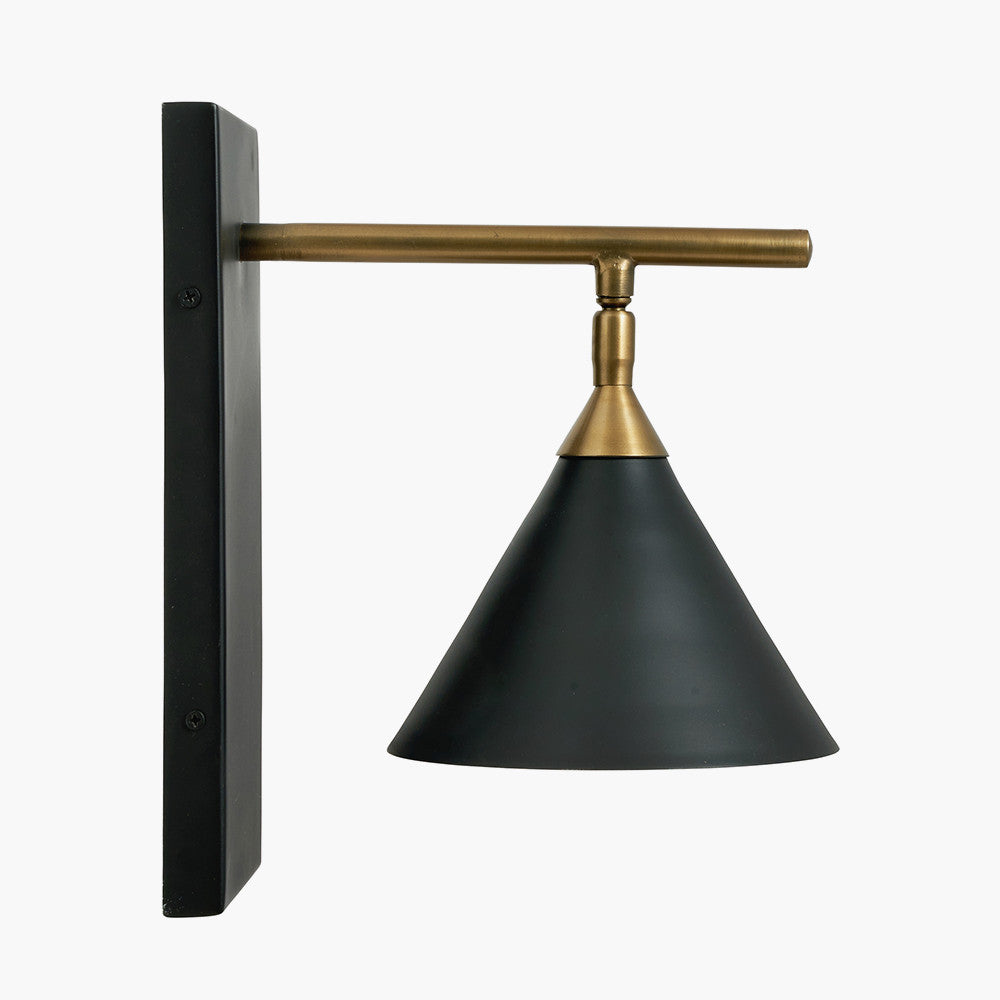 Beau&Co Tjalfe Matt Black and Antique Brass Wall Light