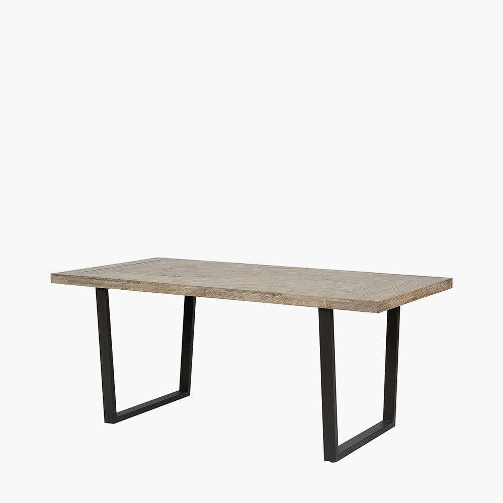 Beau&Co Torben Sand Wash Acacia Wood and Black Metal Dining Table
