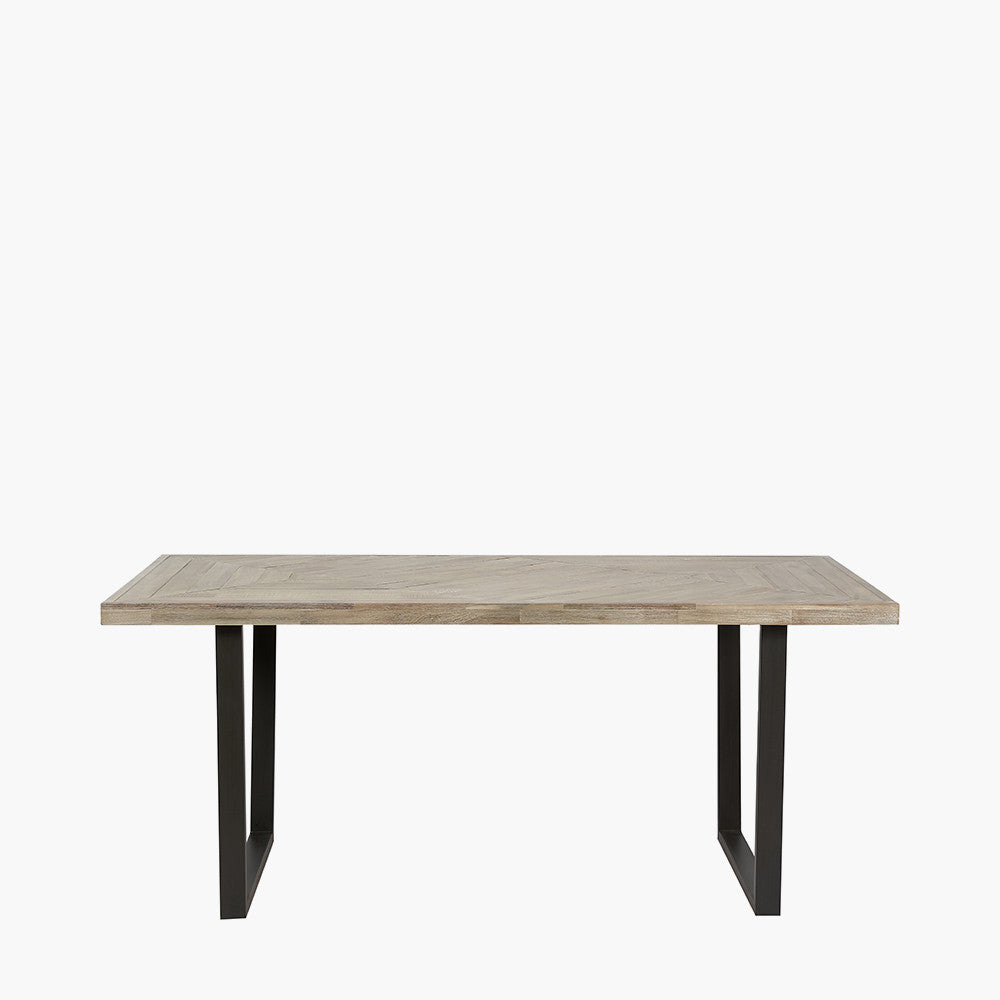 Beau&Co Torben Sand Wash Acacia Wood and Black Metal Dining Table
