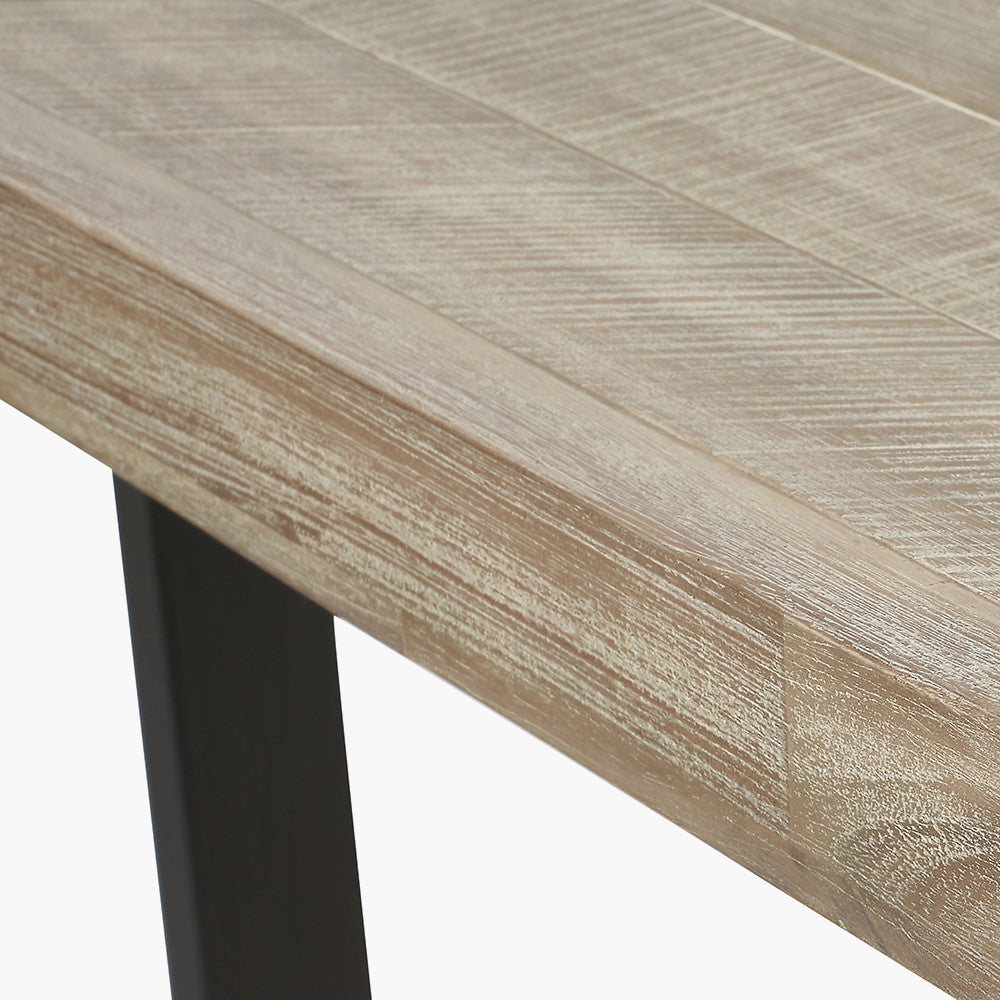 Beau&Co Torben Sand Wash Acacia Wood and Black Metal Dining Table