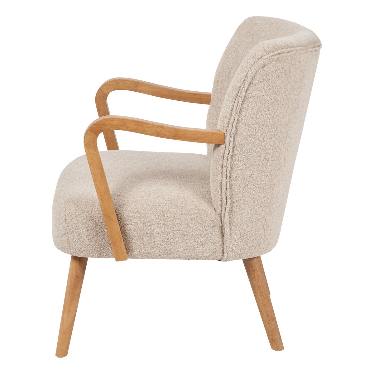 Beau&Co Torsten Taupe Teddy Fabric and Rubber Wood Occasional Chair