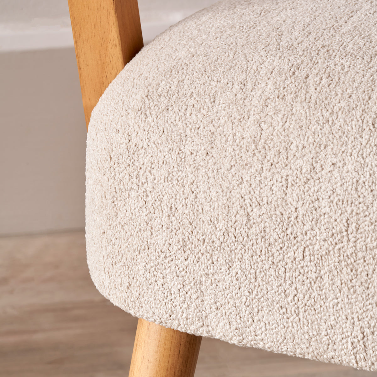 Beau&Co Torsten Taupe Teddy Fabric and Rubber Wood Occasional Chair