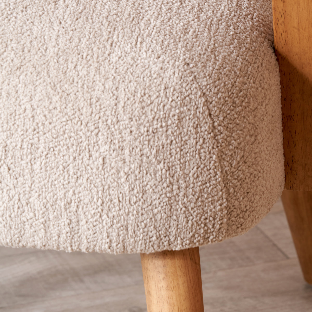 Beau&Co Torsten Taupe Teddy Fabric and Rubber Wood Occasional Chair