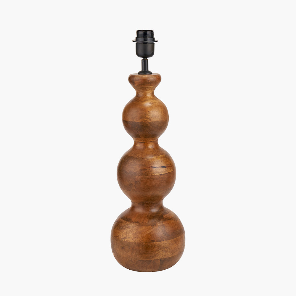 Beau&Co Tove Brown Oiled Finish Mango Wood 3 Ball Design Table Lamp Base
