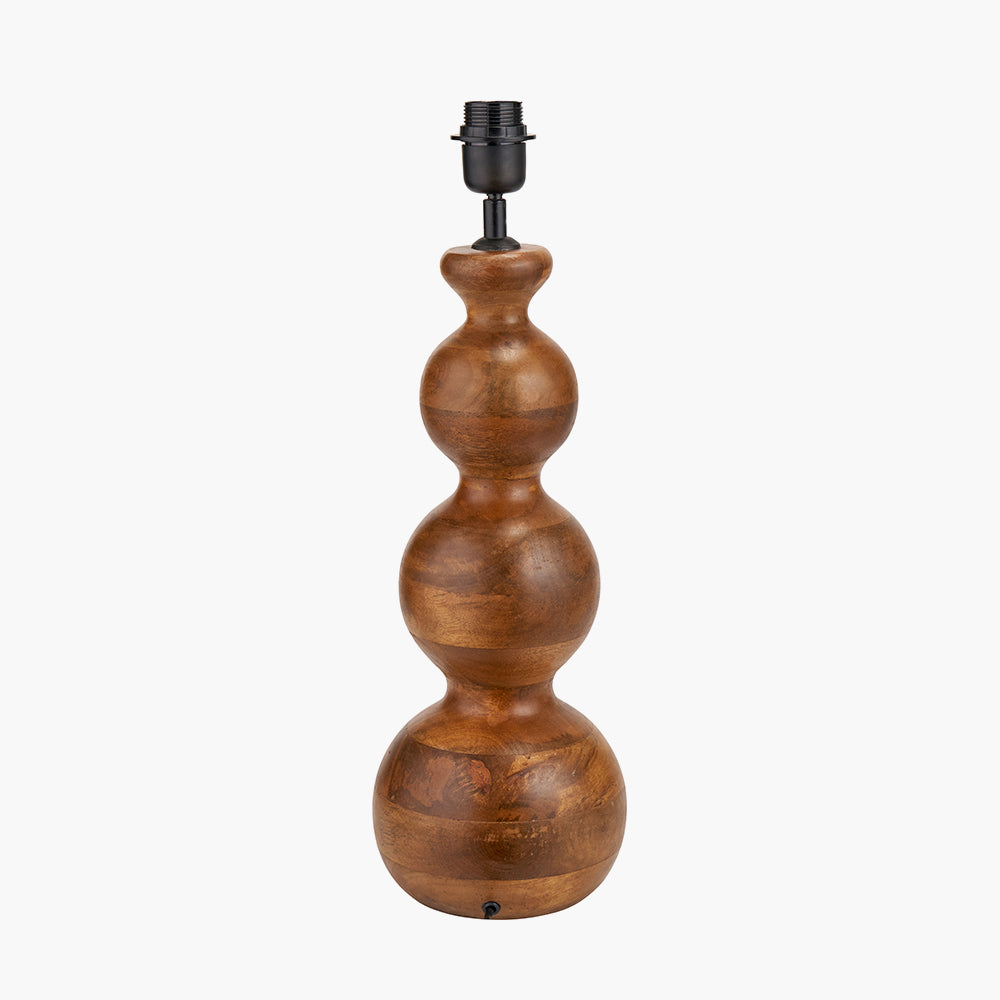 Beau&Co Tove Brown Oiled Finish Mango Wood 3 Ball Design Table Lamp Base
