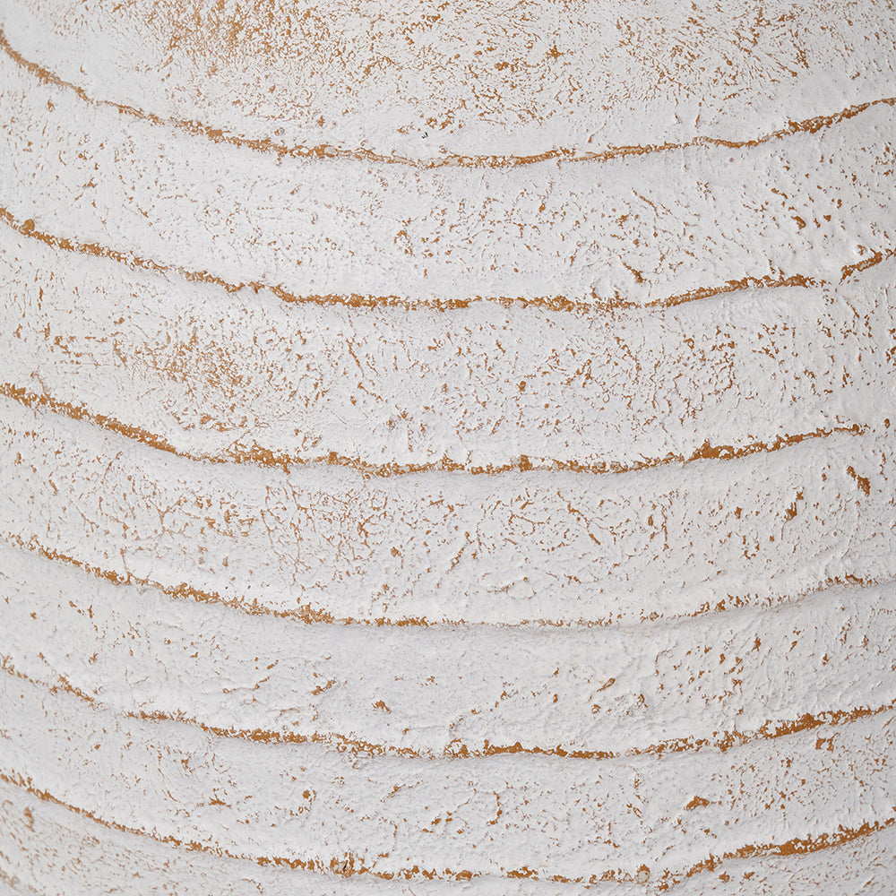 Beau&Co White Wash Fibrestone Decorative Ribbed Vase
