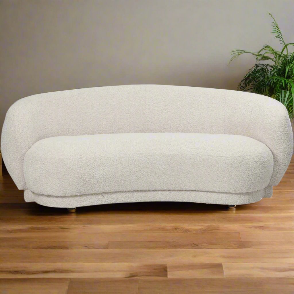 Beaumonde Home Blaine Seater Curved Mini Sofa Cream lifestyle