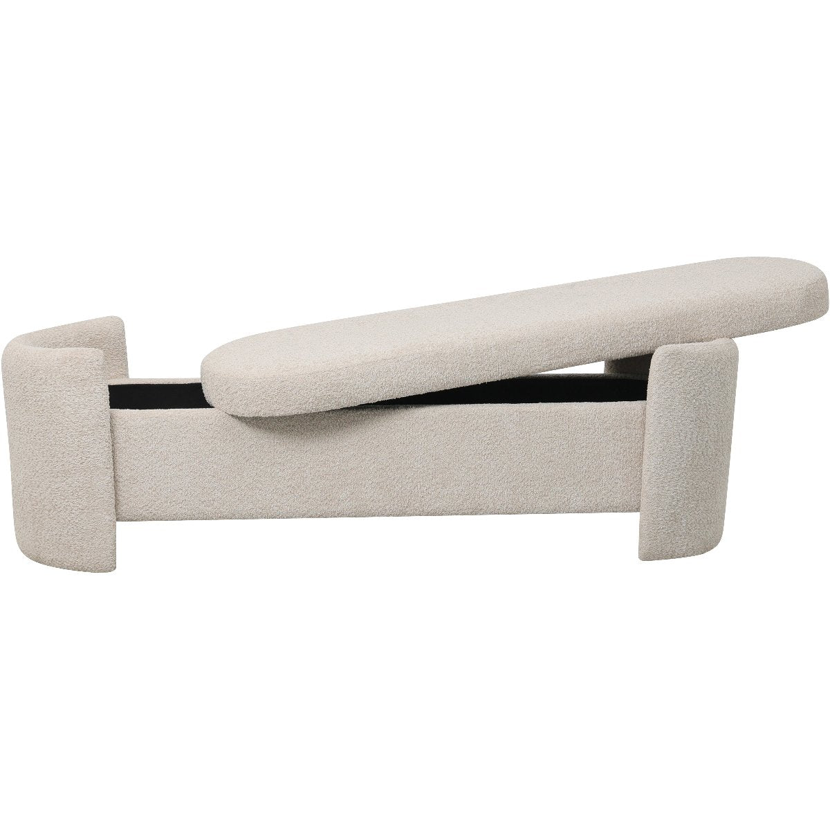 Beaumonde Home Blaine Upholstered Storage Bench Cream lid off