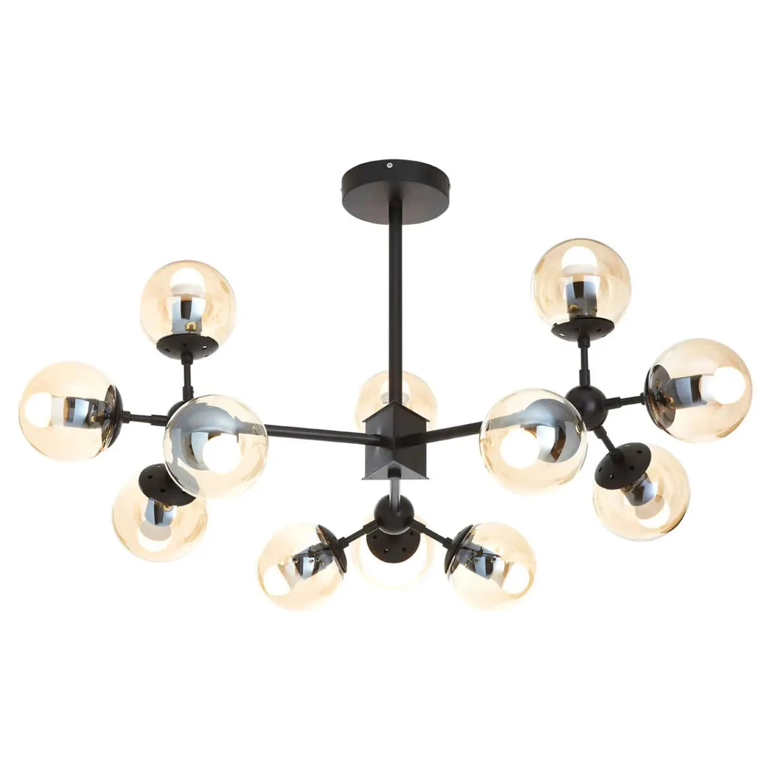 Beaumonde Home Abiah Matte Black 12 Arm Pendant Light-Beaumonde