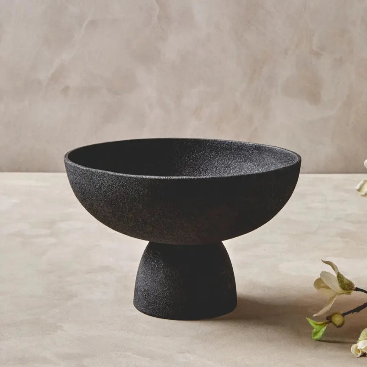 Beaumonde's Derva Large Textured Black Pedestal Bowl 3