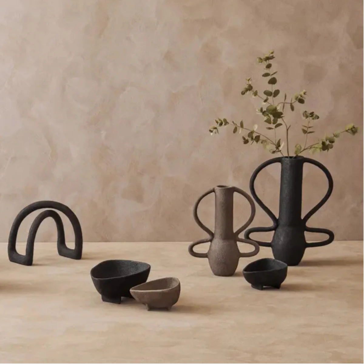 Beaumonde Home Derva Textured Black Sculpture-Beaumonde