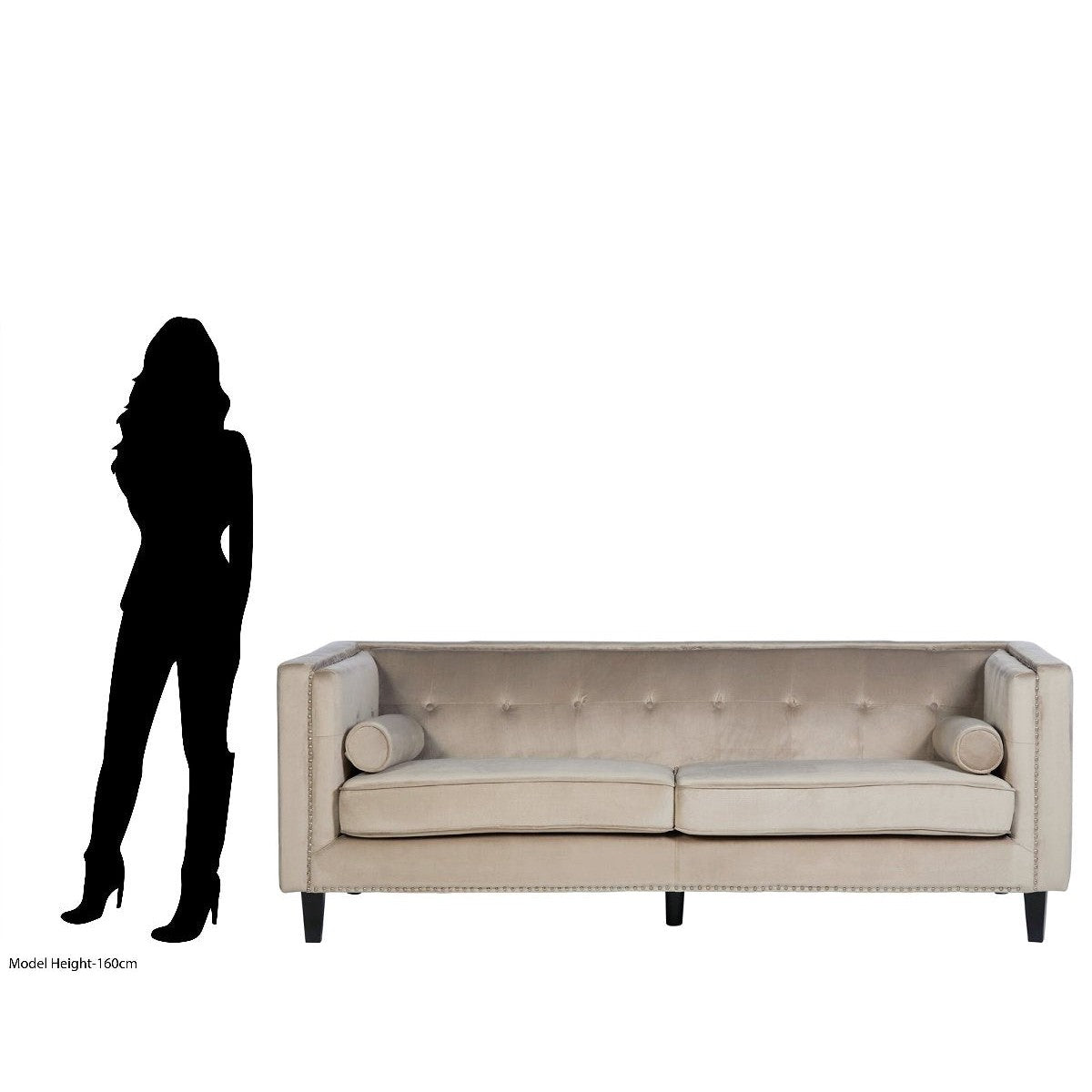 Beaumonde Home Elisa 3 Seat Mocha Velvet Sofa-Beaumonde