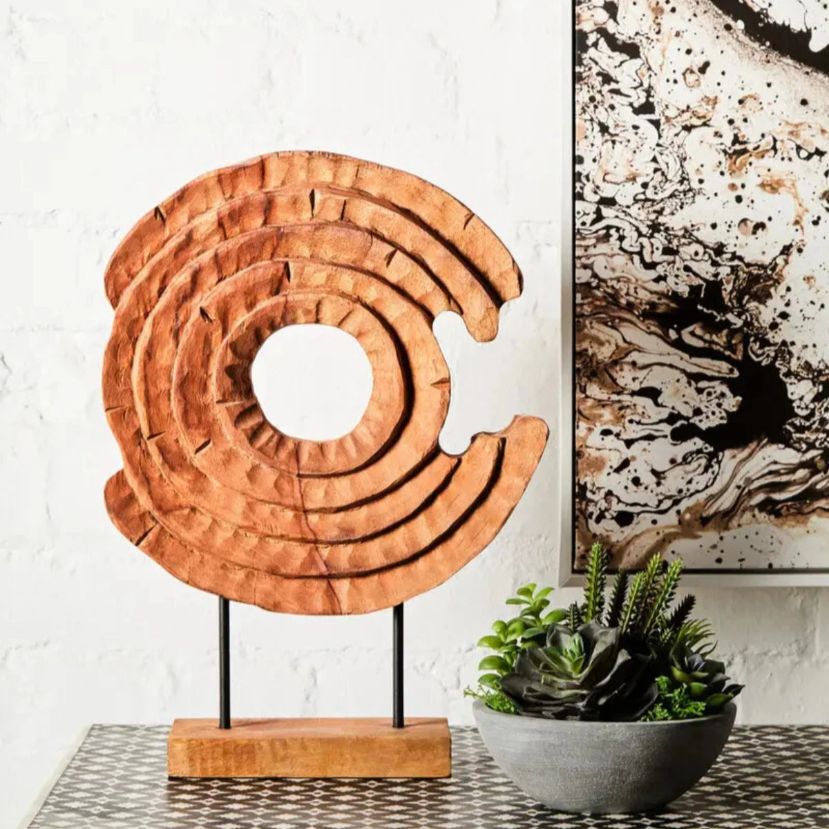 Beaumonde Home Faith Mango Wood Ring Sculpture-Beaumonde