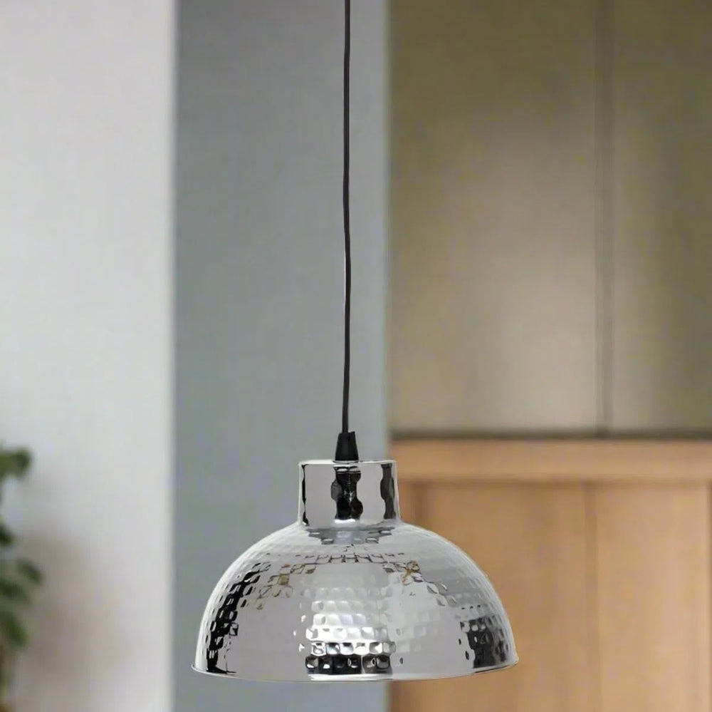 Beaumonde Home Foundry Industrial Chrome Finish Pendant Light-Beaumonde