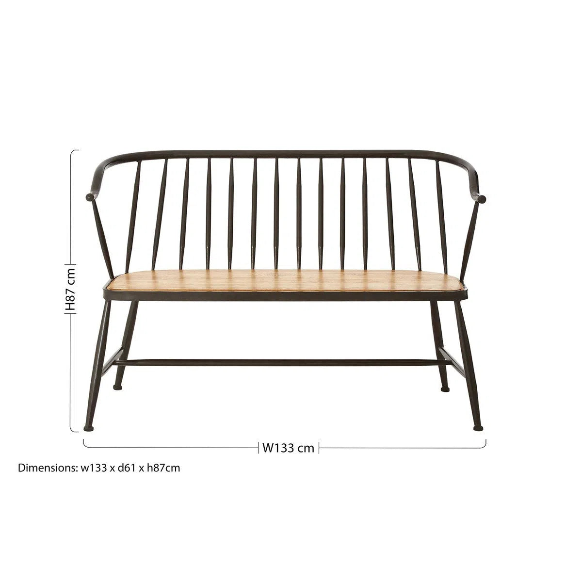 Beaumonde Home Foundry Industrial Bench Chair-Beaumonde