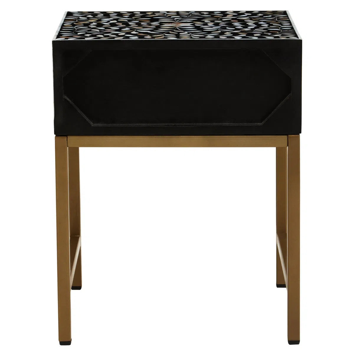 Beaumonde Home Fuster 1 Drawer Side Table with Bone Inlay-Beaumonde