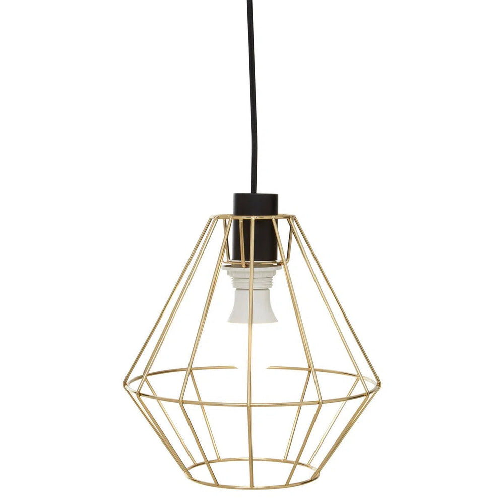 Beaumonde Home Geo Champagne Gold Cage Pendant Light-Beaumonde