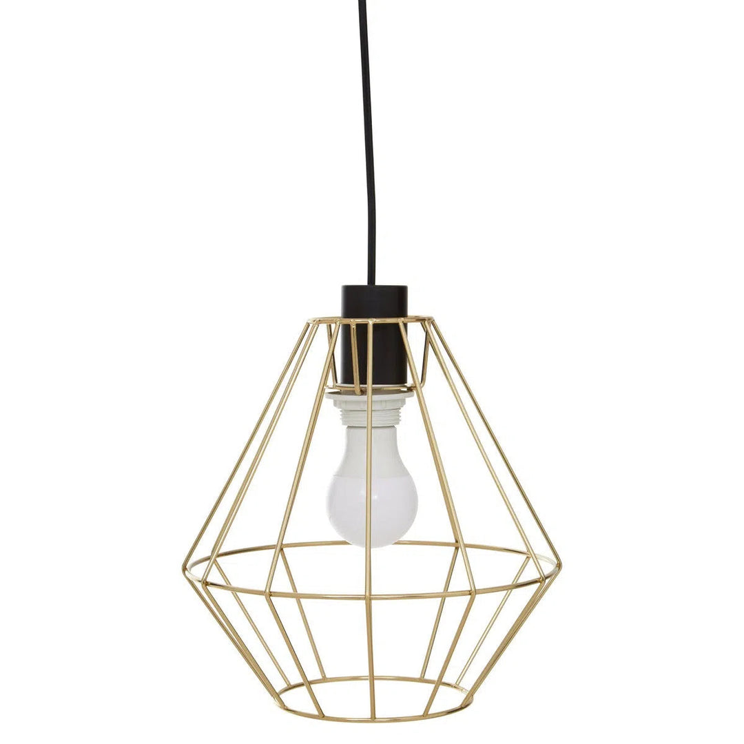 Beaumonde Home Geo Champagne Gold Cage Pendant Light-Beaumonde