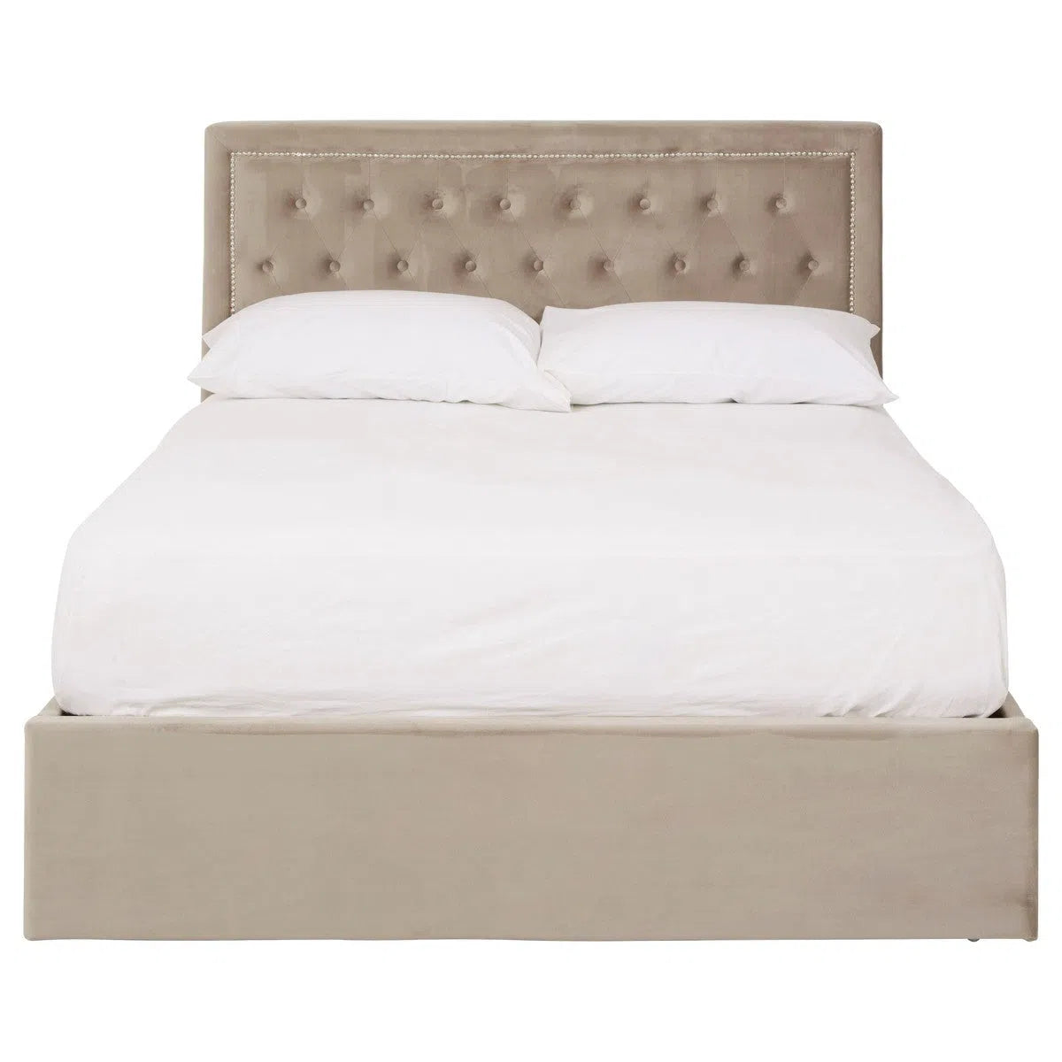 Beaumonde Home Honora Mink Velvet Ottoman Double Bed-Beaumonde
