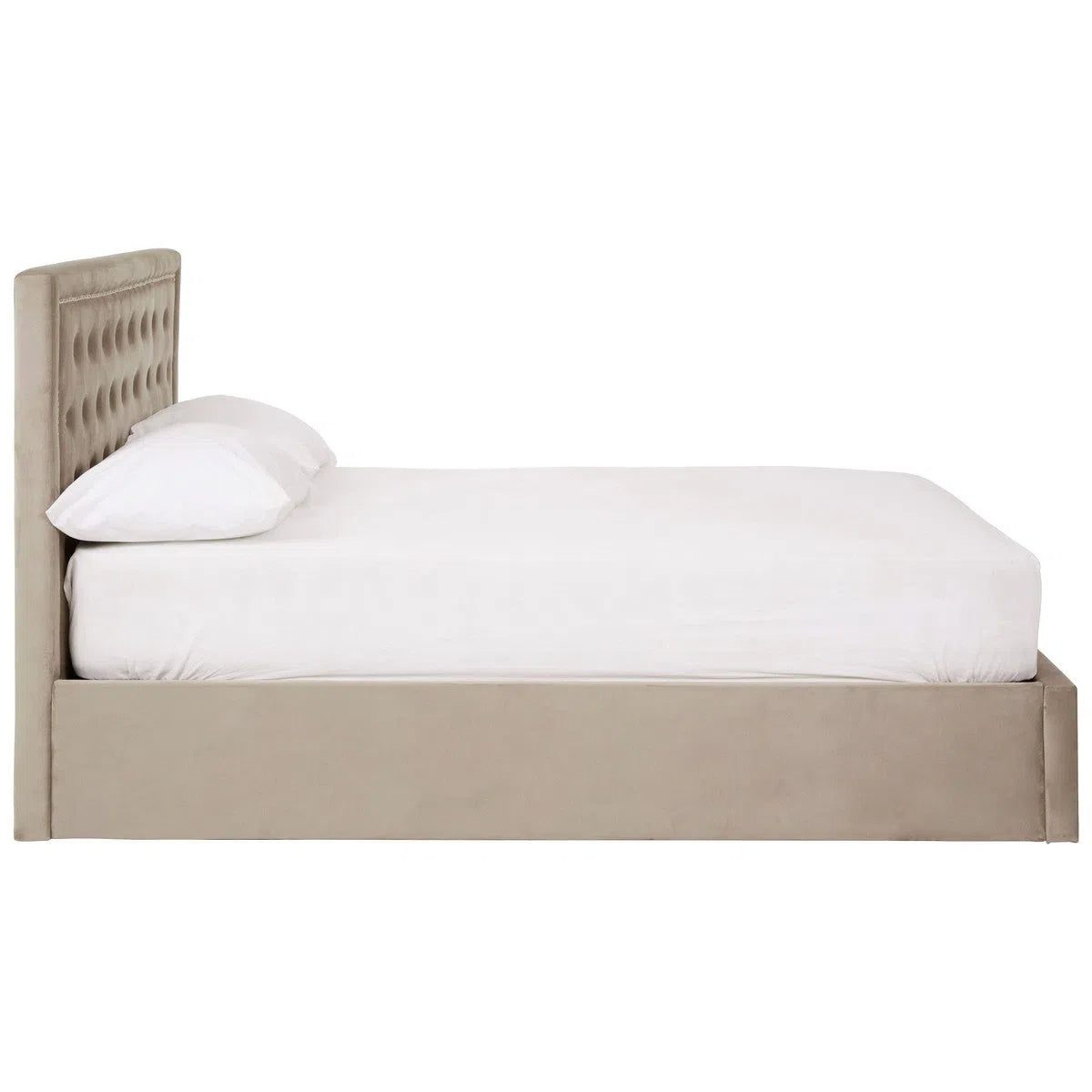 Beaumonde Home Honora Mink Velvet Ottoman Double Bed-Beaumonde