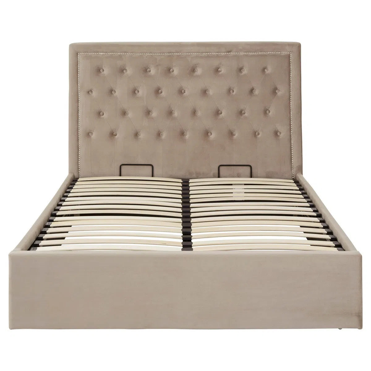 Beaumonde Home Honora Mink Velvet Ottoman Double Bed-Beaumonde