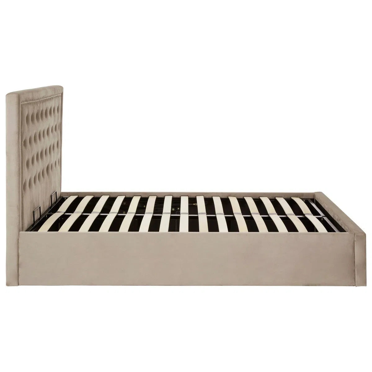 Beaumonde Home Honora Mink Velvet Ottoman Double Bed-Beaumonde