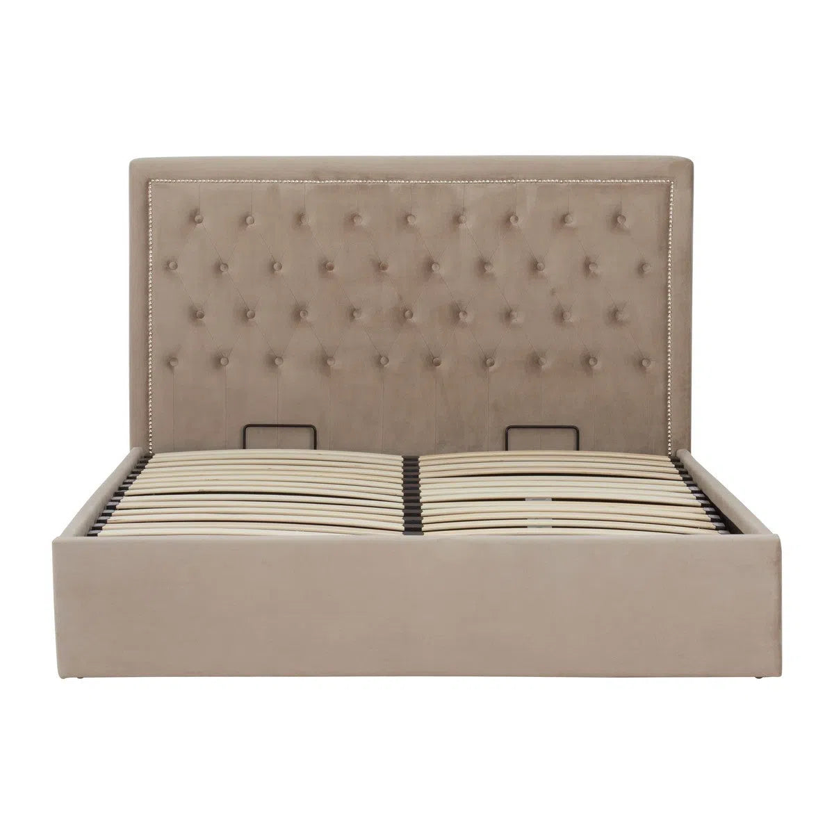 Beaumonde Home Honora Mink Velvet Ottoman King Bed-Beaumonde