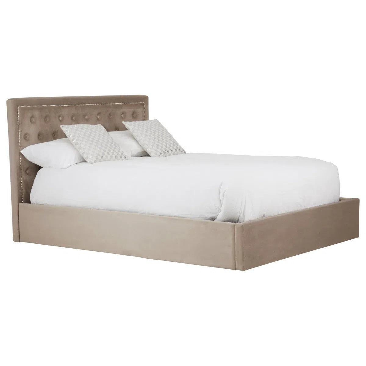 Beaumonde Home Honora Mink Velvet Ottoman King Bed-Beaumonde