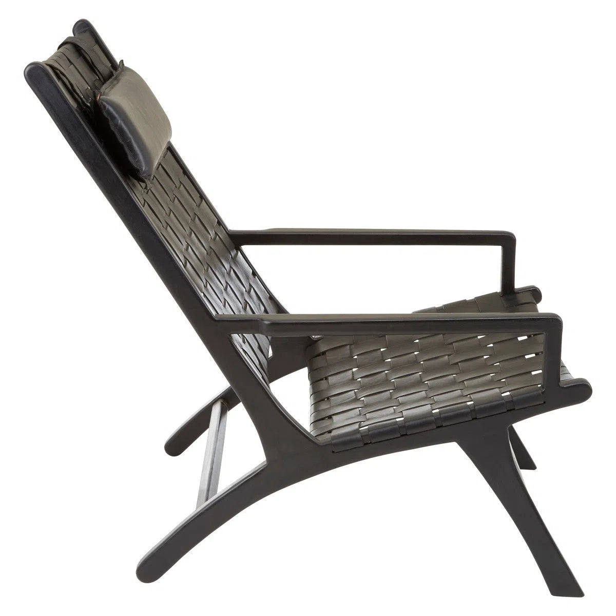 Beaumonde Home Kendang Black Leather Woven Chair-Beaumonde