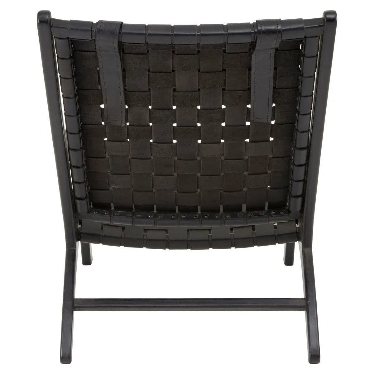 Beaumonde Home Kendang Black Leather Woven Chair-Beaumonde
