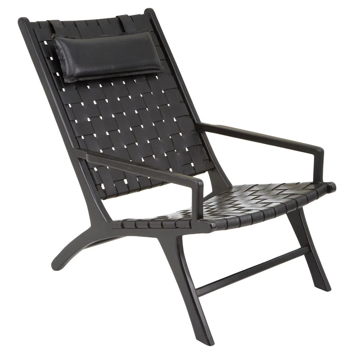 Beaumonde Home Kendang Black Leather Woven Chair-Beaumonde
