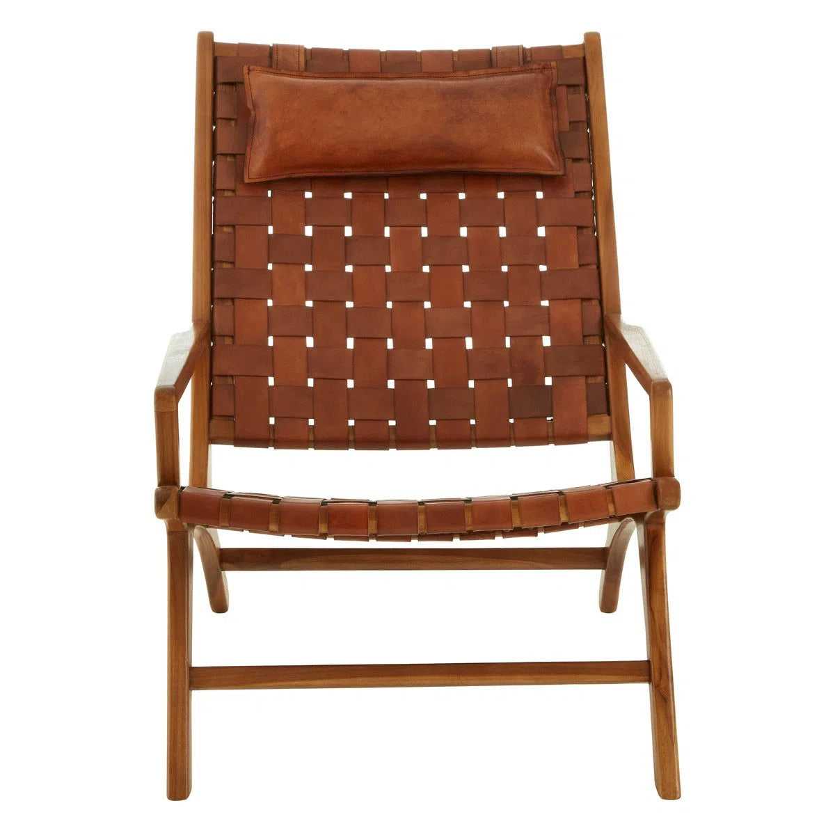 Beaumonde Home Kendani Teak Wood And Leather Chair-Beaumonde
