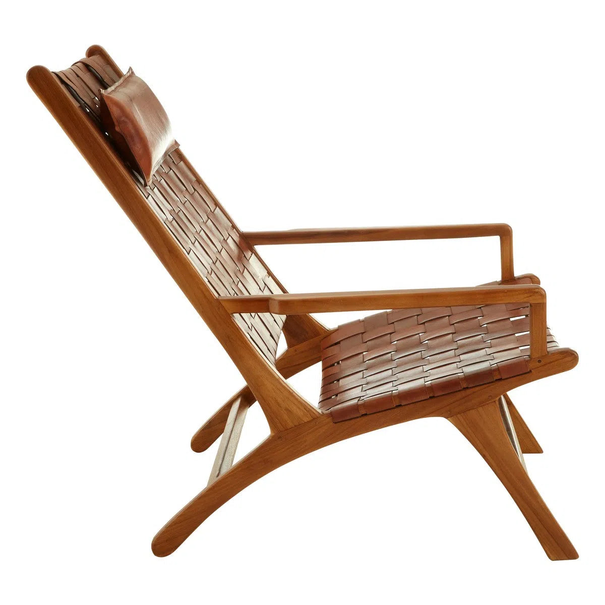 Beaumonde Home Kendani Teak Wood And Leather Chair-Beaumonde