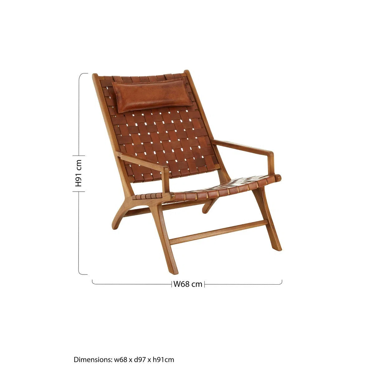 Beaumonde Home Kendani Teak Wood And Leather Chair-Beaumonde