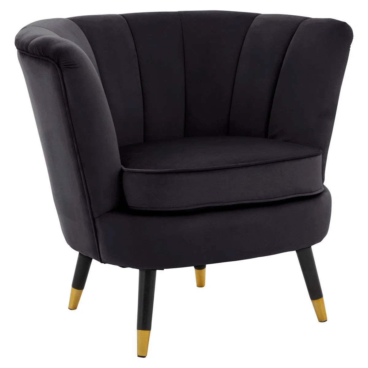 Beaumonde Home Lorenzo Black Velvet Chair-Beaumonde